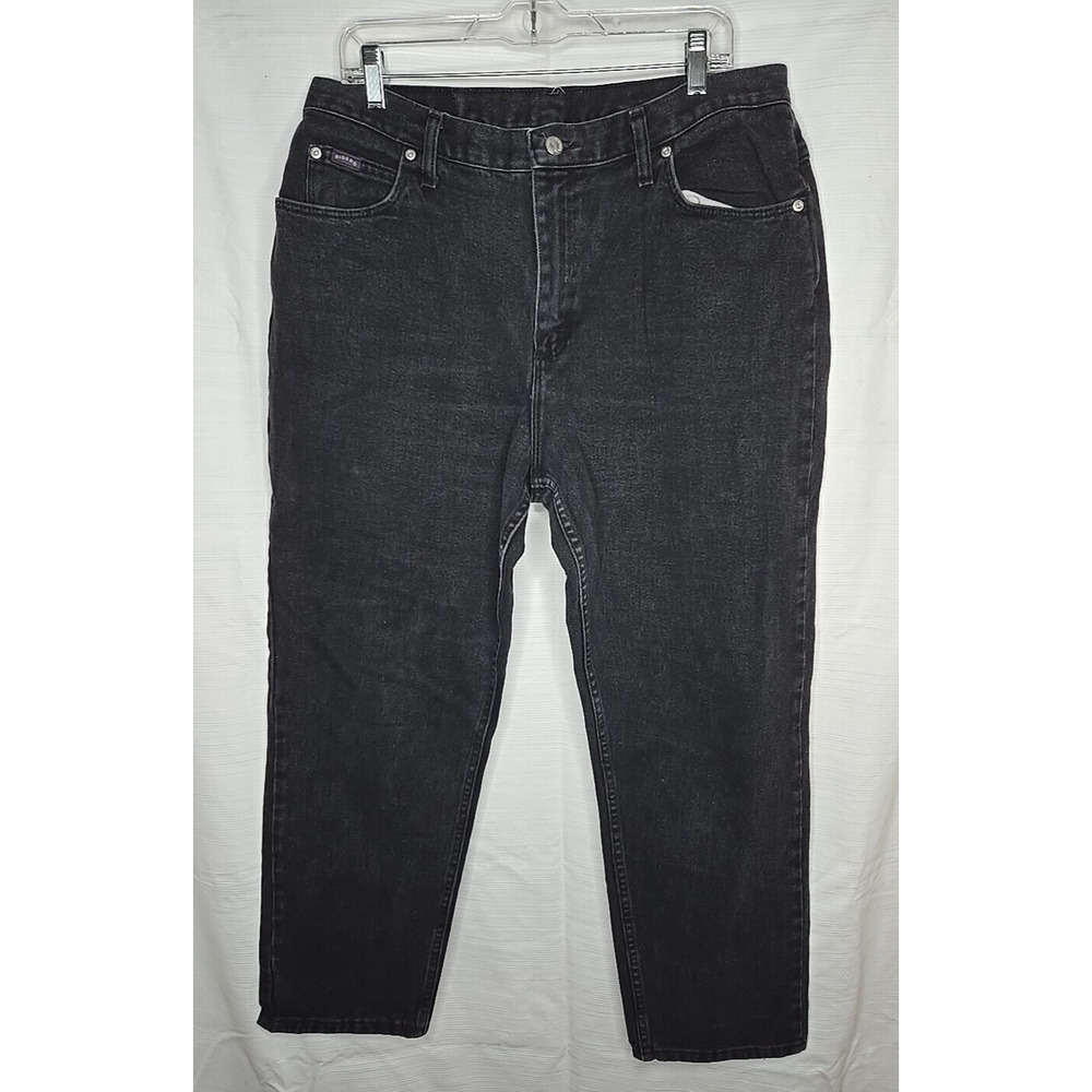 Lee Riders Women's Black Denim Jeans Size 16 M Stretch High Waist Mom